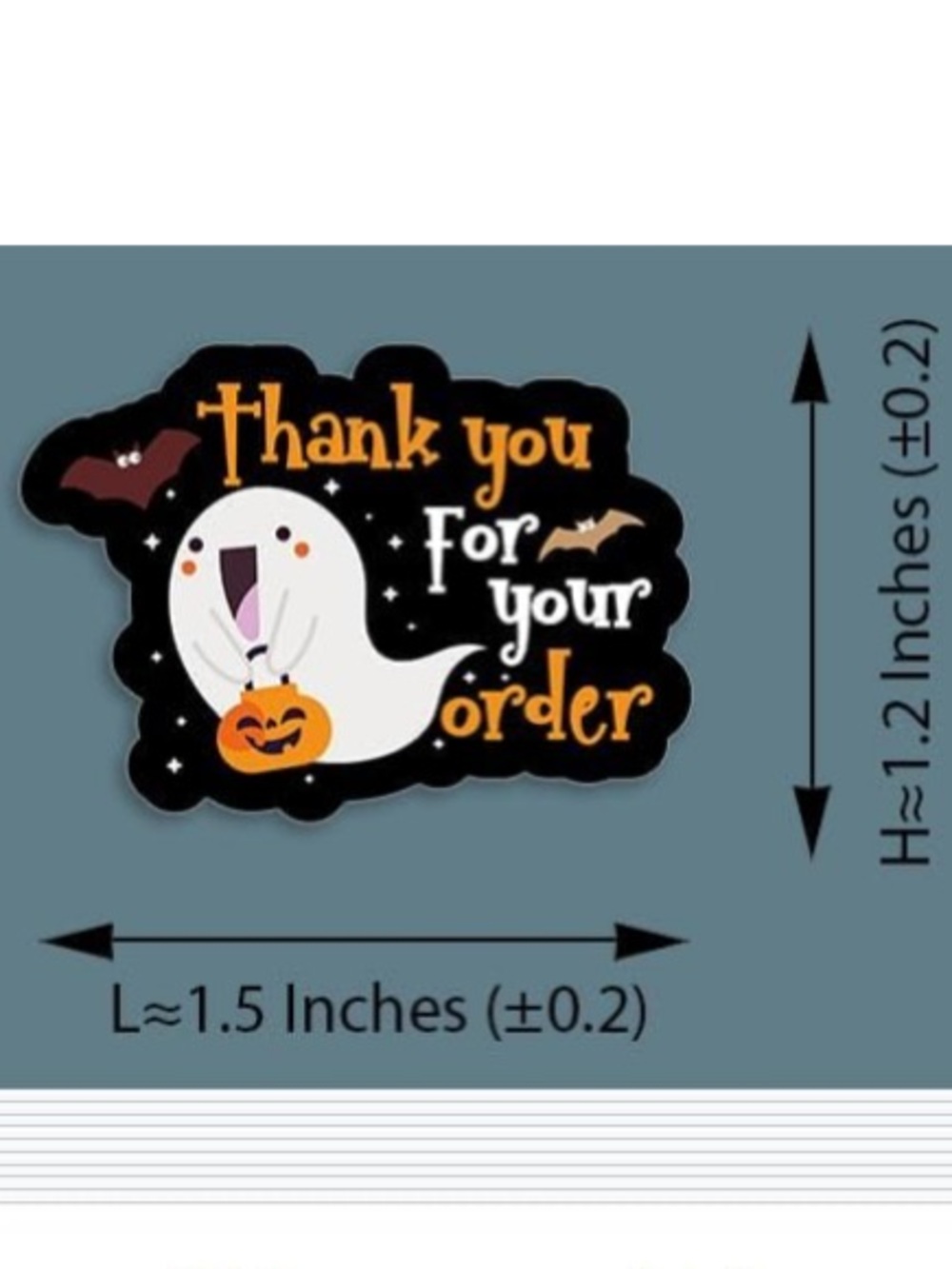 NEW! 👻 50 Thank you for your order Ghost 1.5 inch Stickers - Picture 4 of 5